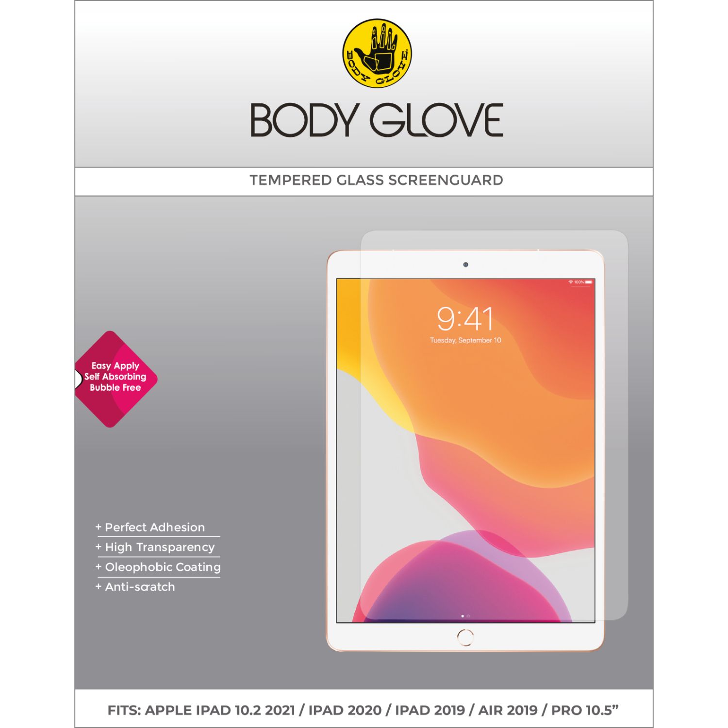 Body Glove Tempered Glass Screenguard - Apple iPad 10.2 (2019)/ iPad 10.2 (2020)/ iPad 10.2 (2021)/ iPad Pro 10.5 (2017) (Clear)