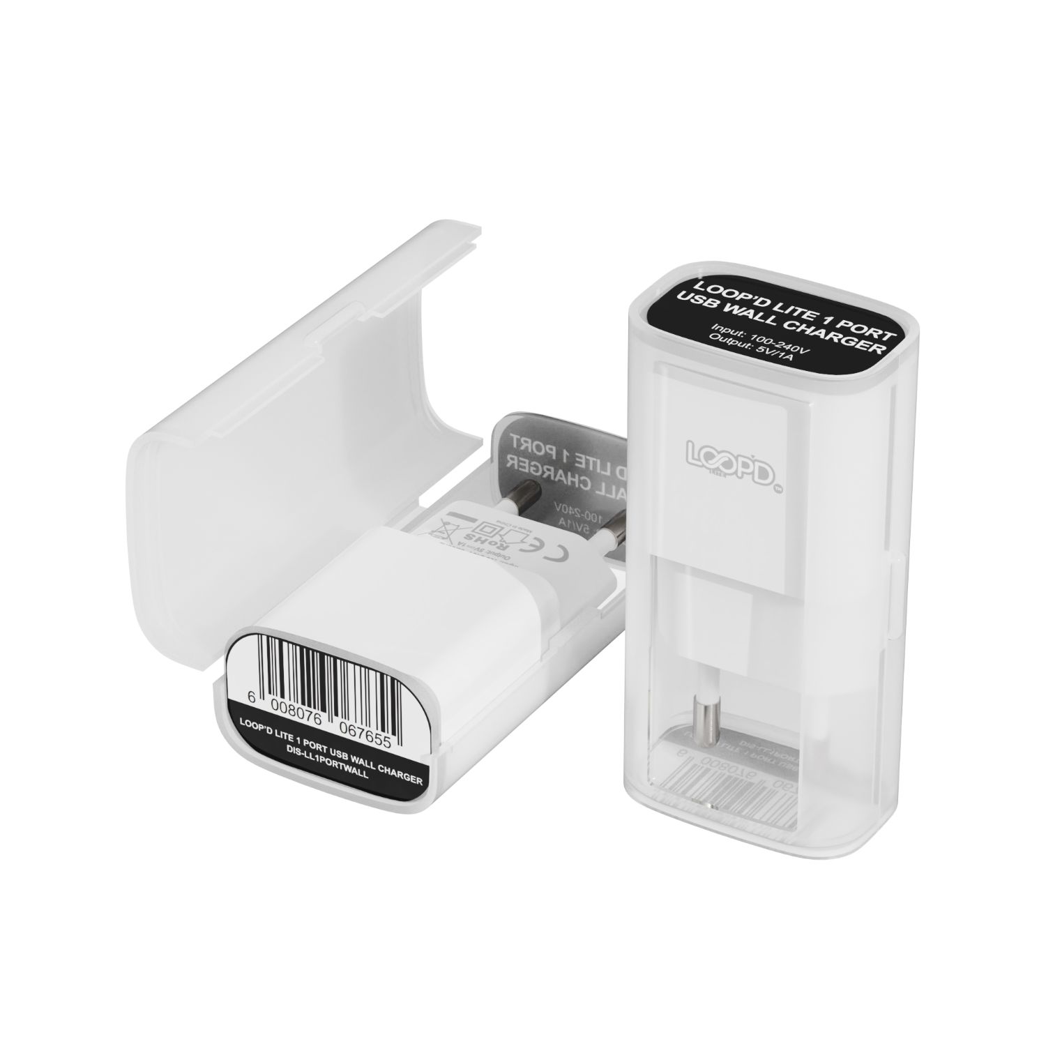 Loopd Lite 5W Single USB Port Wall Charger (White)