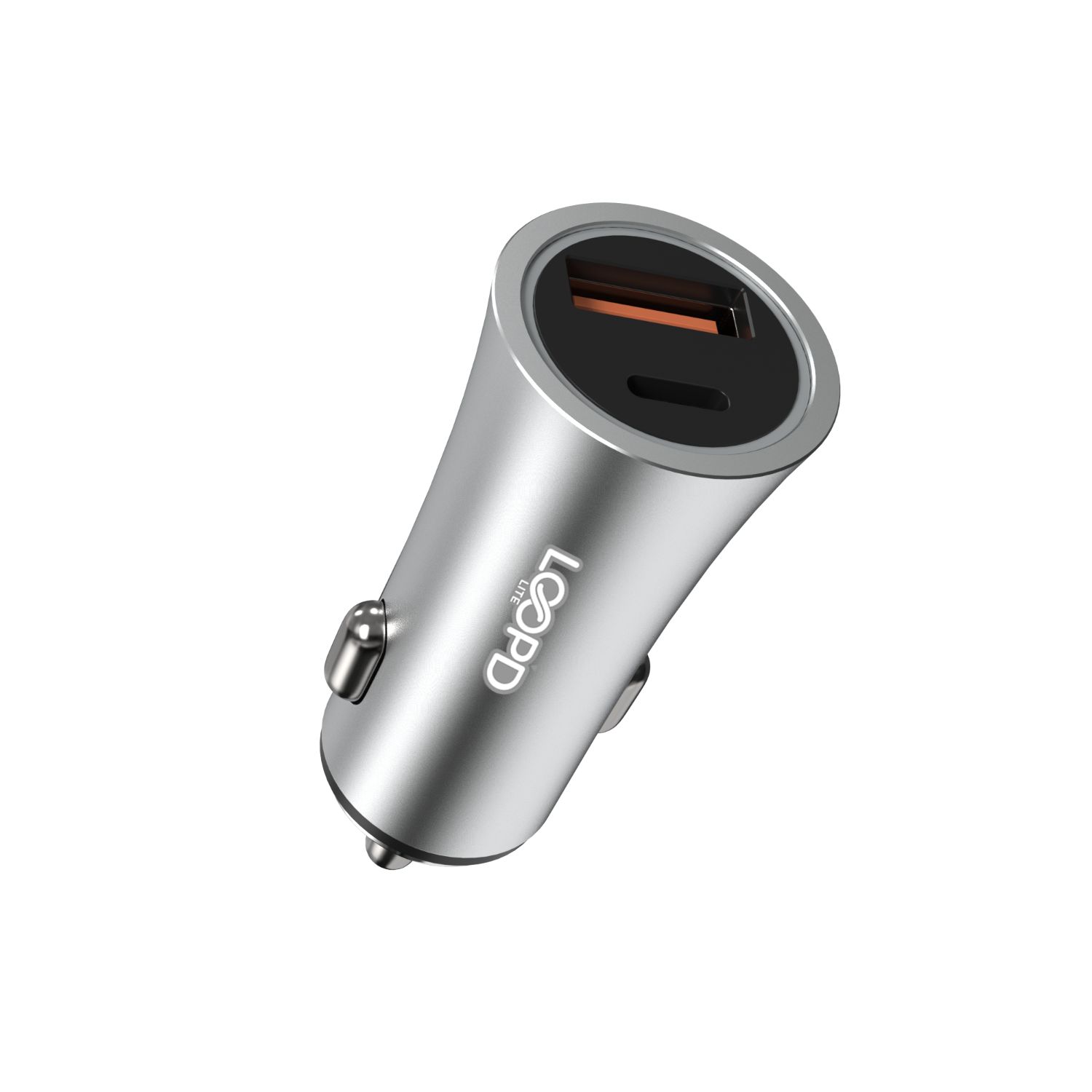 Loopd Lite 20W Dual Port (1 USB and 1 Type C) PD Fast Charging Car Charger (Silver) - Image 4