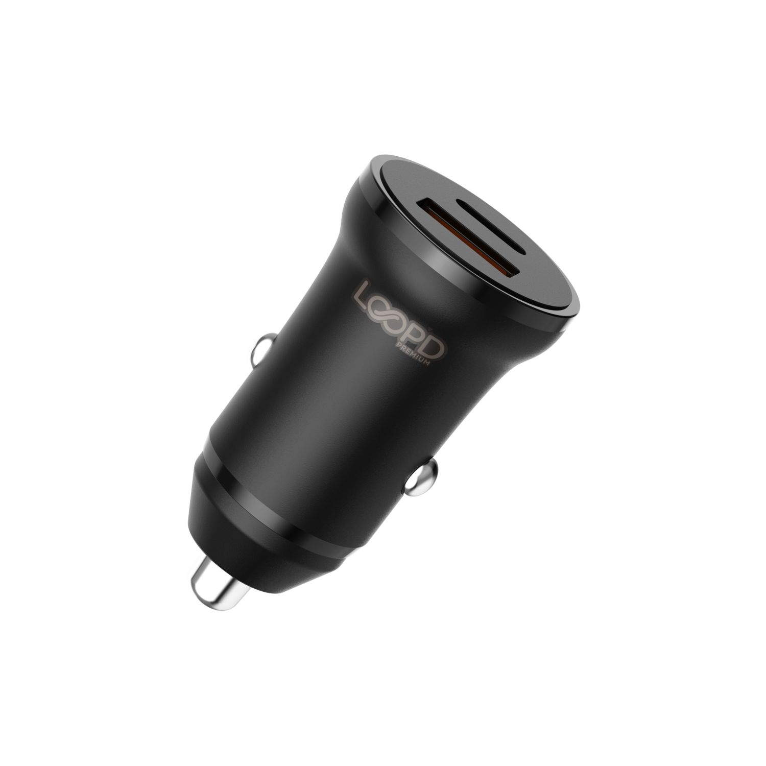 Loopd 20W Dual Port (1 USB and 1 Type C) Car Charger (Black)