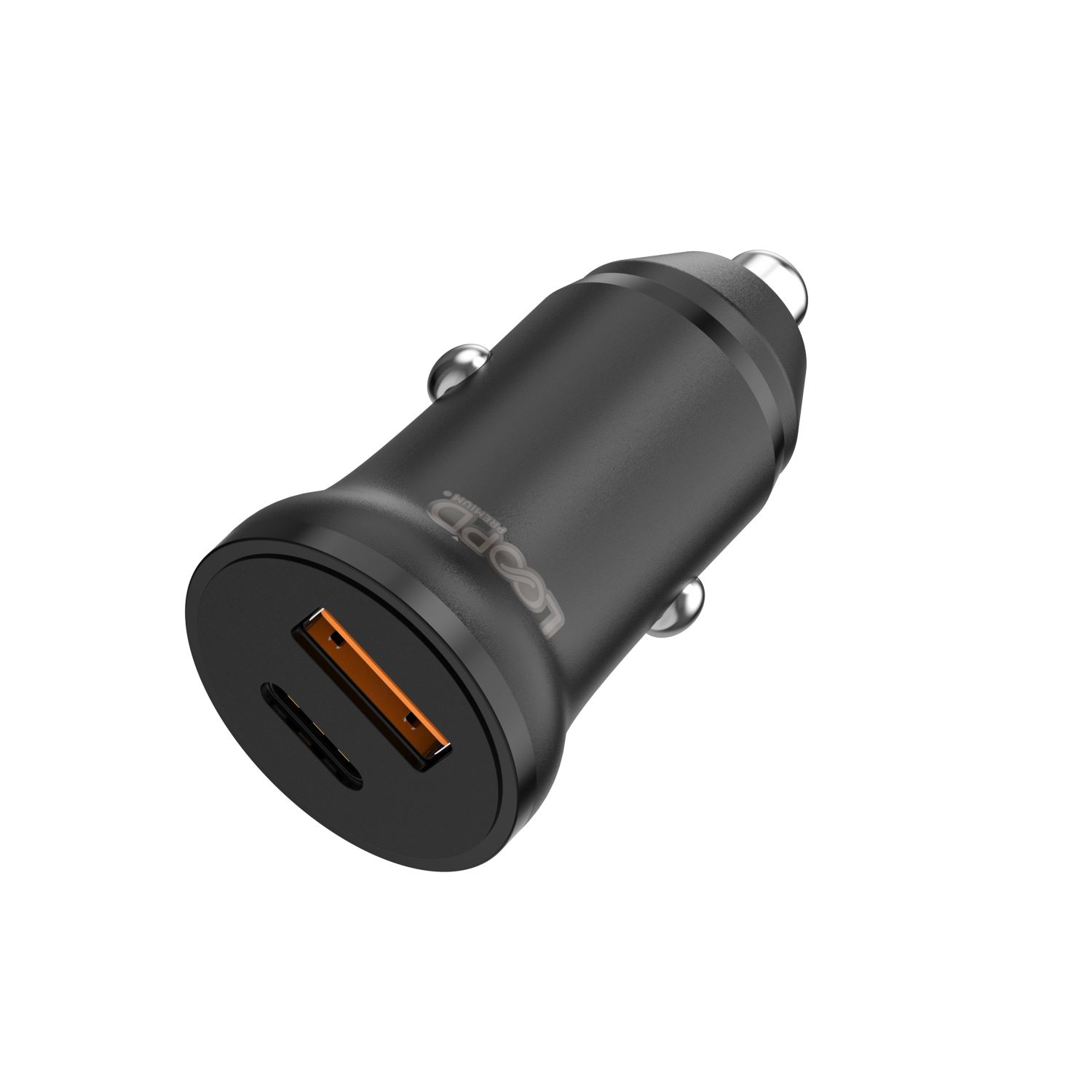 Loopd 20W Dual Port (1 USB and 1 Type C) Car Charger (Black) - Image 3
