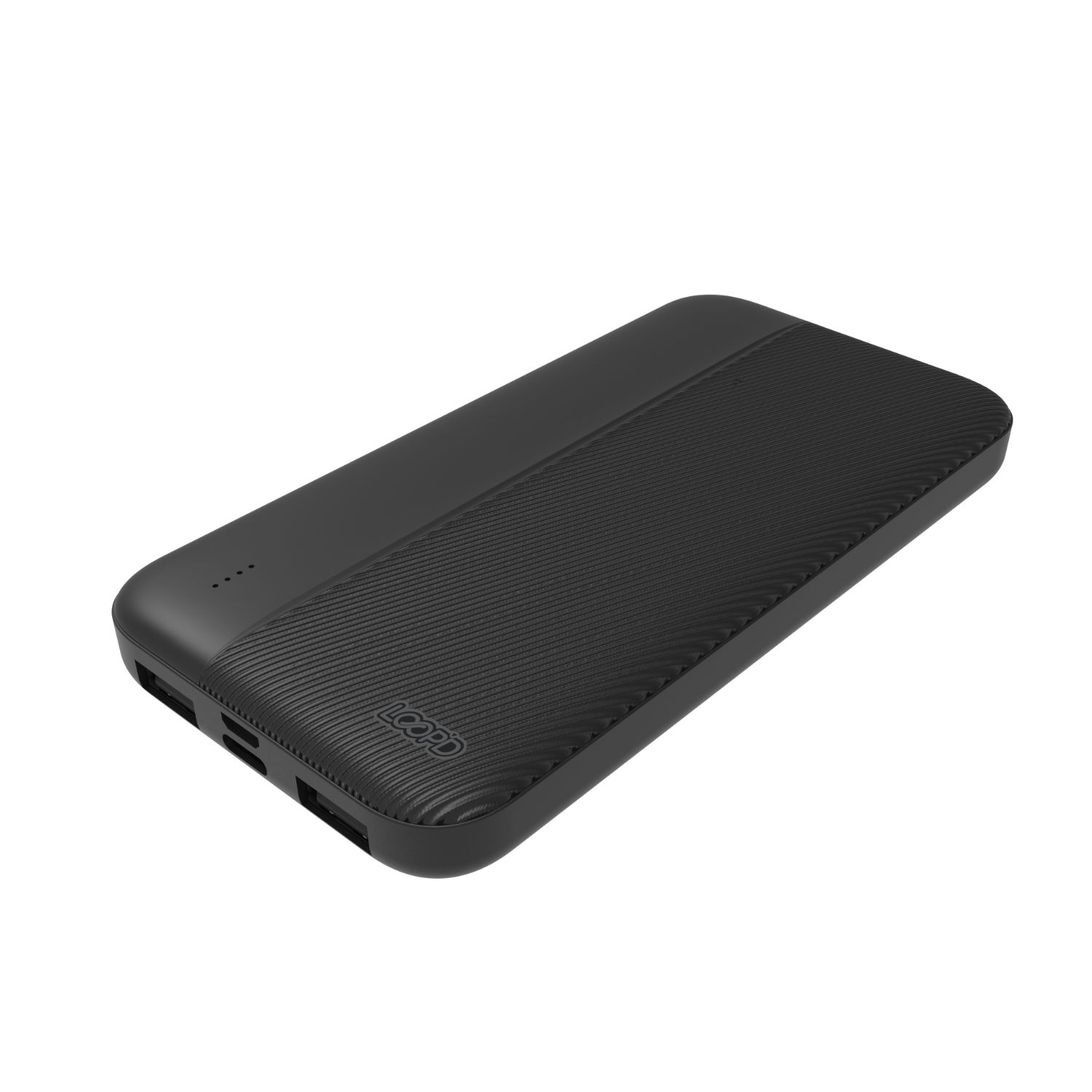 Loopd 10 000mAh Dual USB Port 4LED Indicator Powerbank (Black) - Image 2