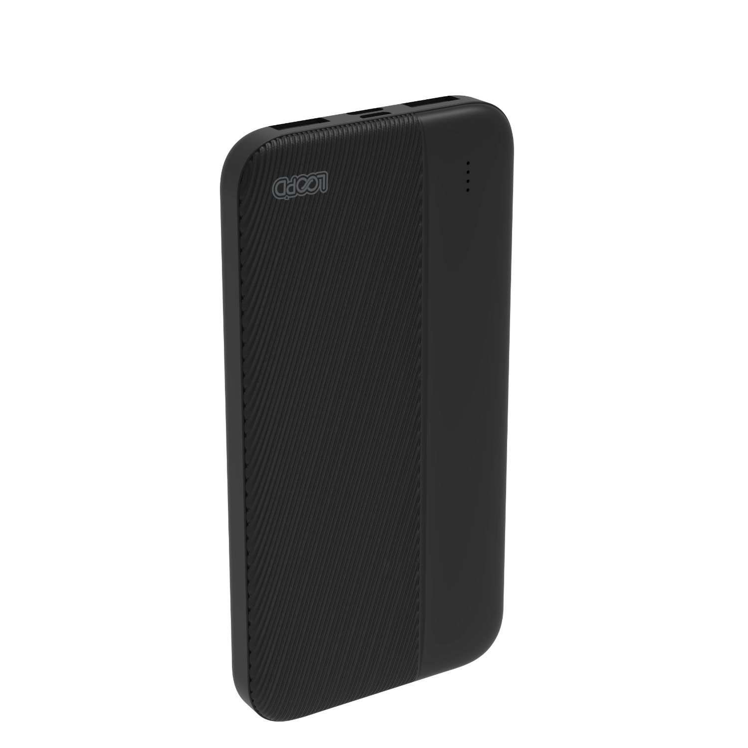 Loopd 10 000mAh Dual USB Port 4LED Indicator Powerbank (Black) - Image 3