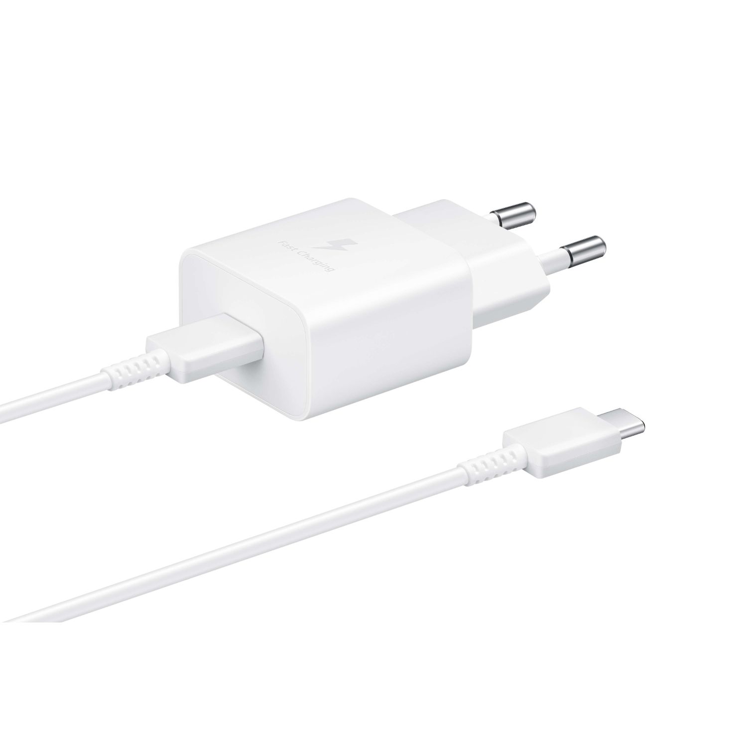 Samsung Original 15W Single Type C Port PD Fast Charging Wall Charger plus 1.0m Type C to Type C Cable (White) - Image 2