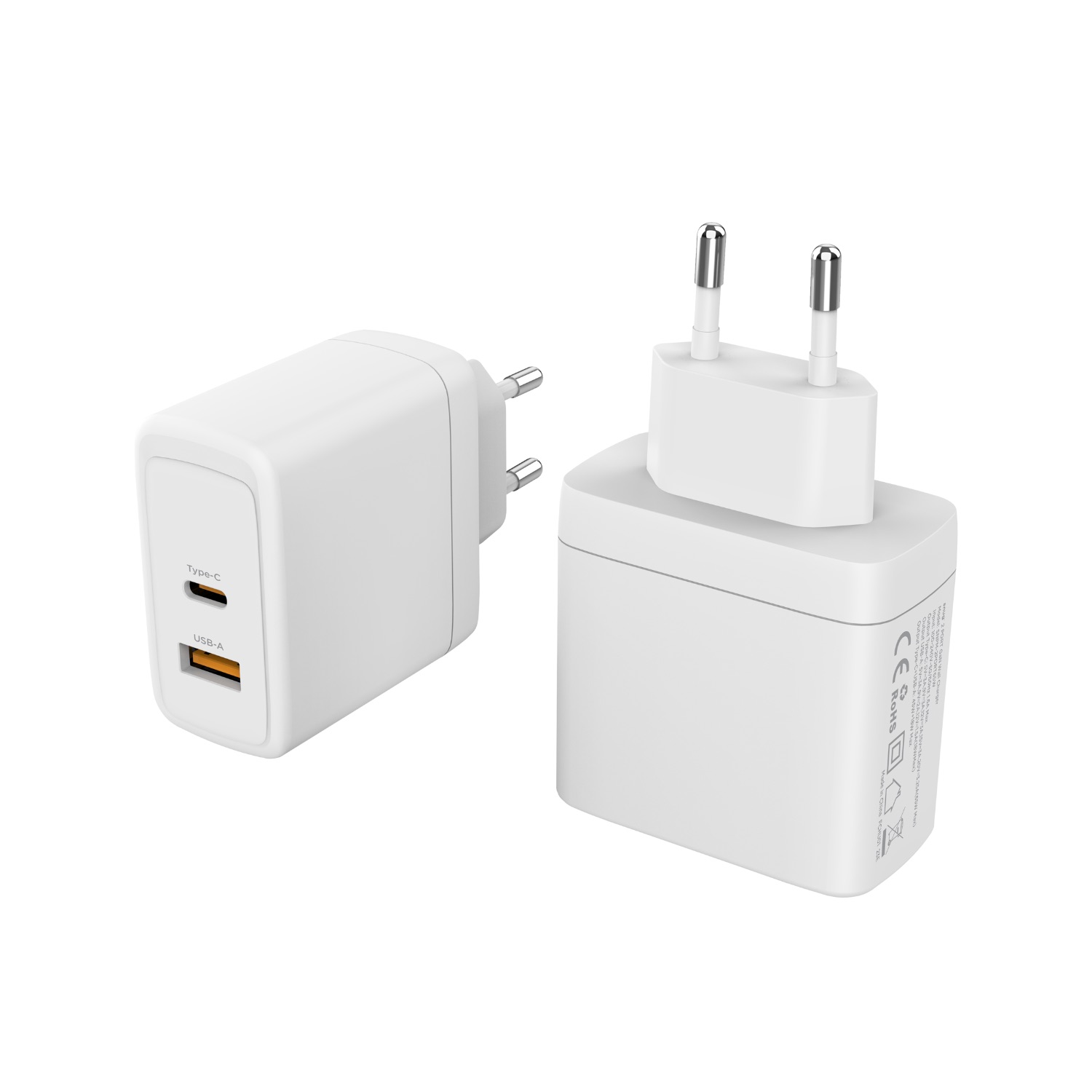 Snüg 65W Dual Port (1 USB and 1 Type C) PD and GaN Ultra Fast Charging Wall Charger (White) - Image 3