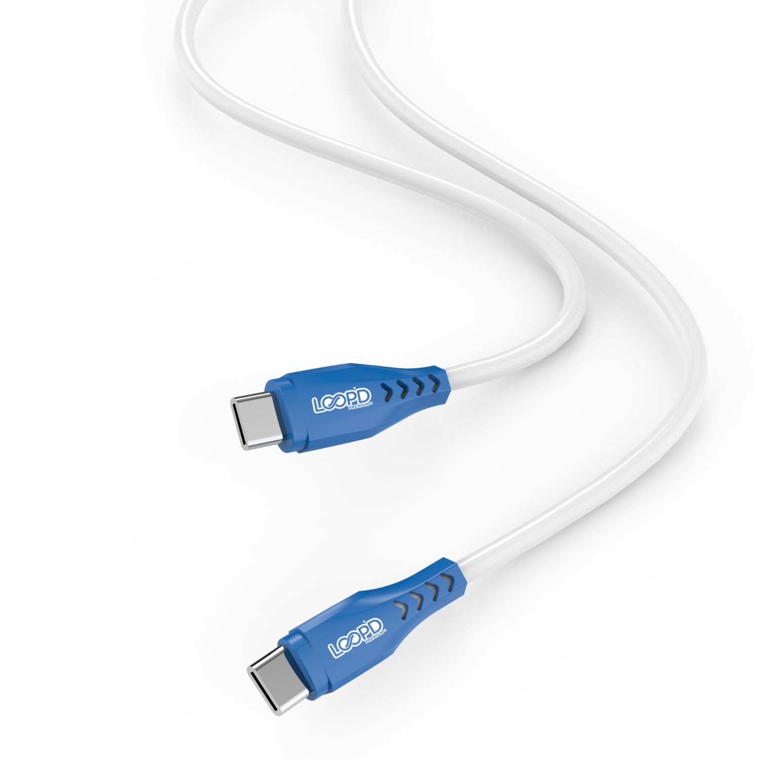 Loopd 60W 1.2m Type C to Type C Cable (Blue and White) - Image 2