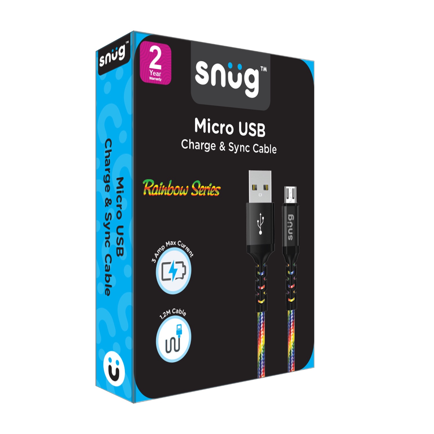 Snüg 1.2m USB To Micro USB Cable (Rainbow) - Image 2