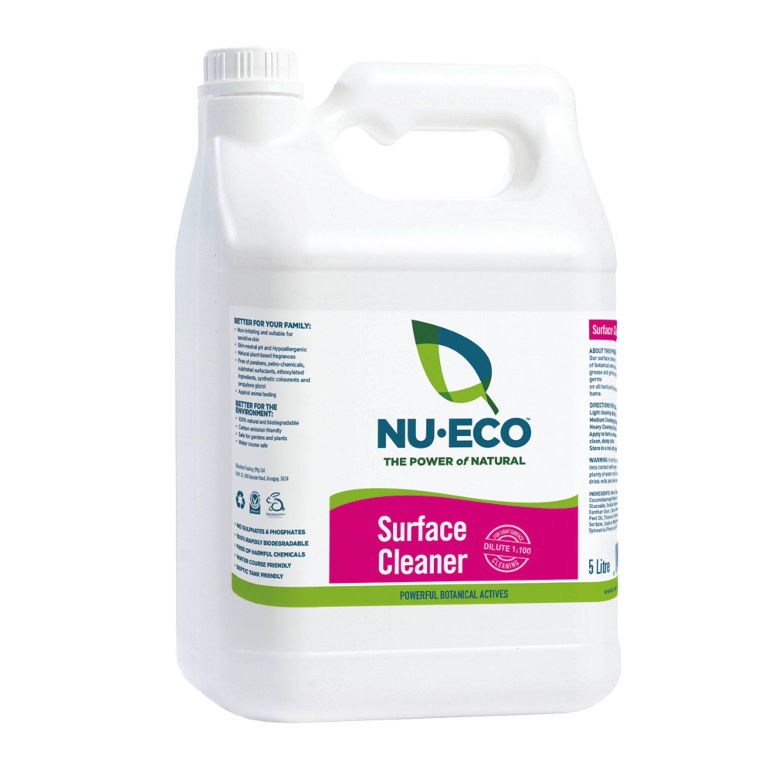 Nu-Eco 100% Bio-degradable Surface Cleaner with Powerful Botanical Actives (5L)