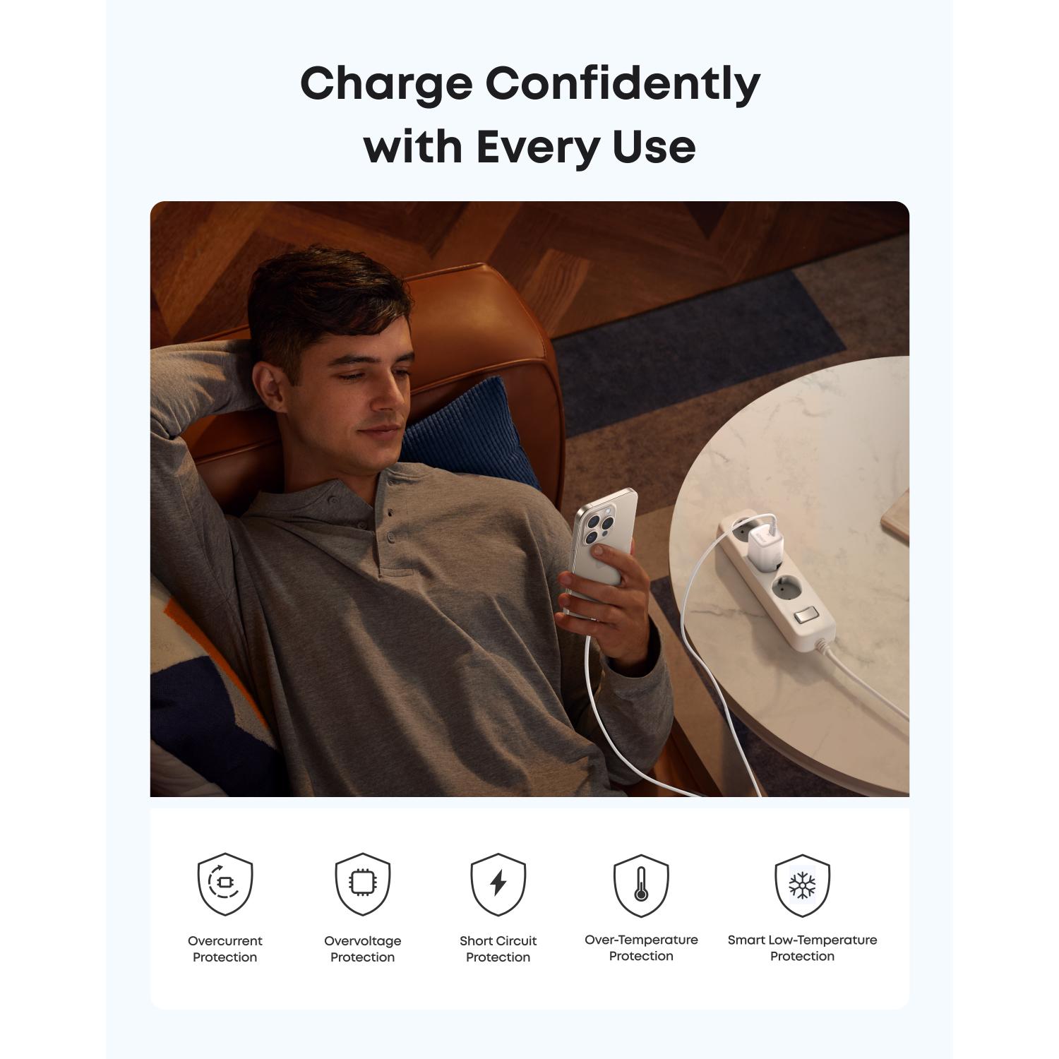 Anker Zolo Compact 30W Single Type C Port GaN Ultra Fast Charging Wall Charger (White) - Image 4