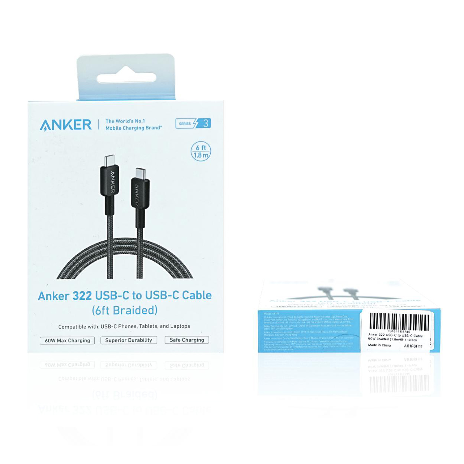 ANKER 1.8m Braided Type C To Type C Cable (Black) - Image 6