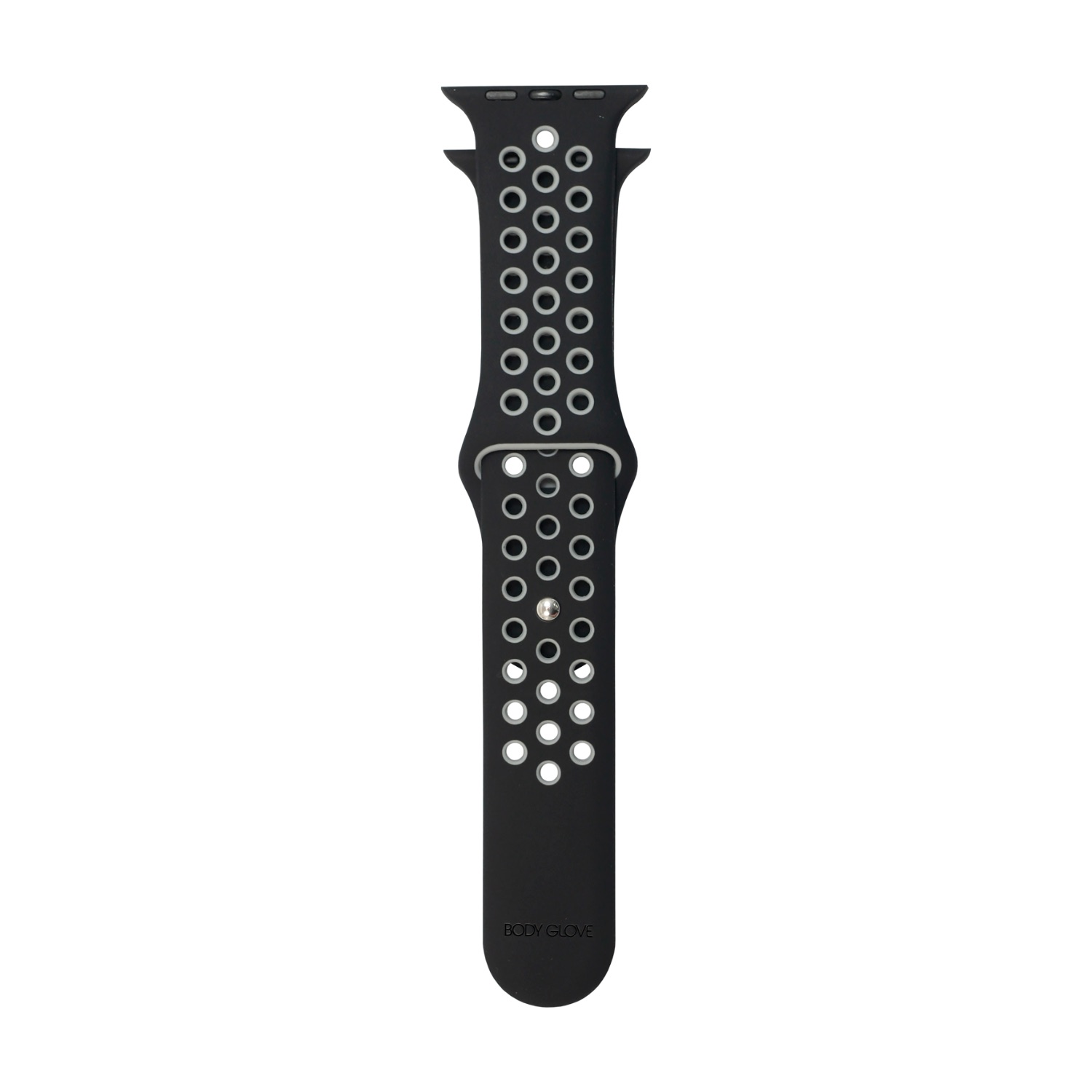 Body Glove Silicone Watch Strap - Apple Watch Series 4 to 6 (44mm)/ Series SE and SE 3 (44mm)/ Series 7 to 9 (45mm)/ Series 10 to 11 (46mm)/ Series Ultra, Ultra 2 and 3 (49mm) (Black and Grey) - Image 2