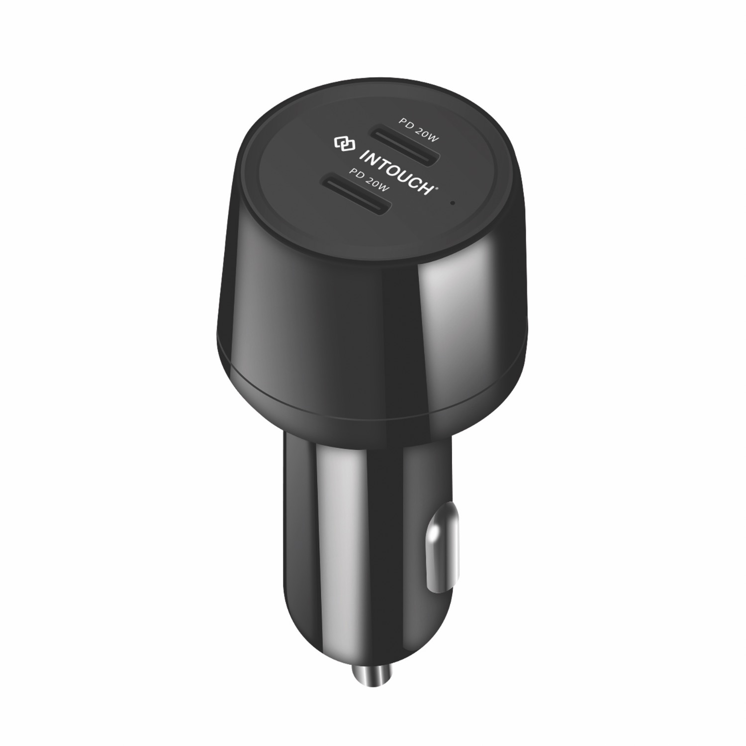 INTOUCH 40W Dual Type C Port PD Fast Charging Car Charger (Black)