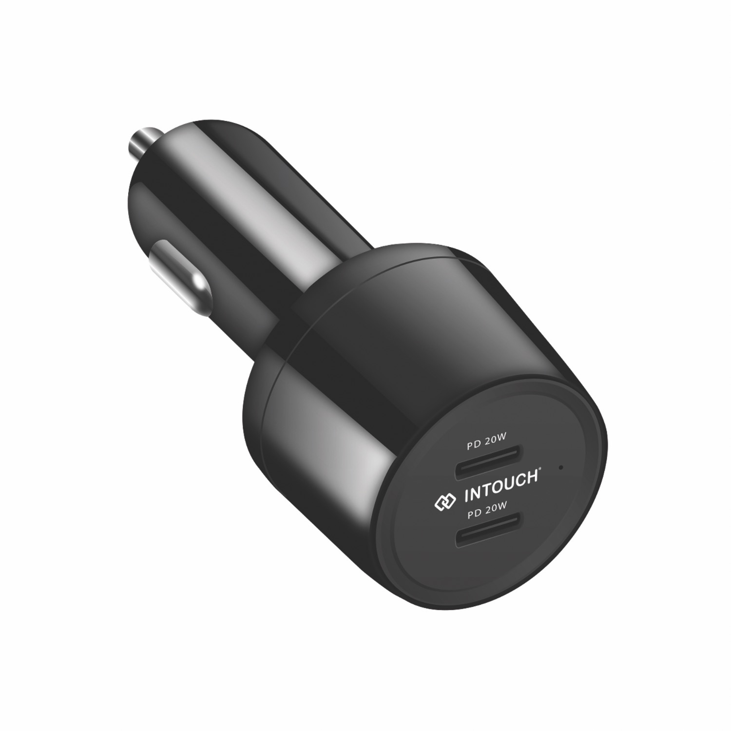 INTOUCH 40W Dual Type C Port PD Fast Charging Car Charger (Black) - Image 2