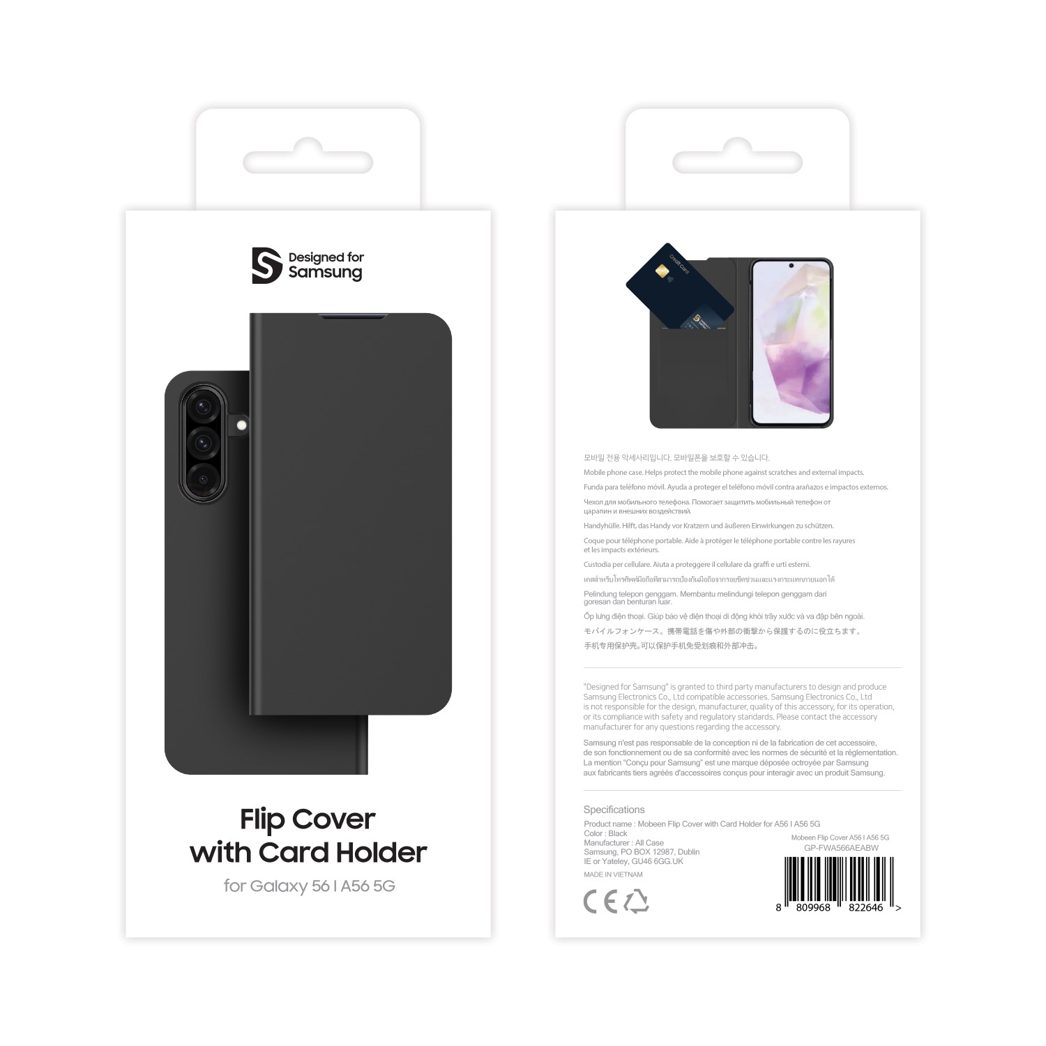 Samsung Original Mobeen Flip Case with Card Slot - Samsung Galaxy A56 (Black) - Image 2