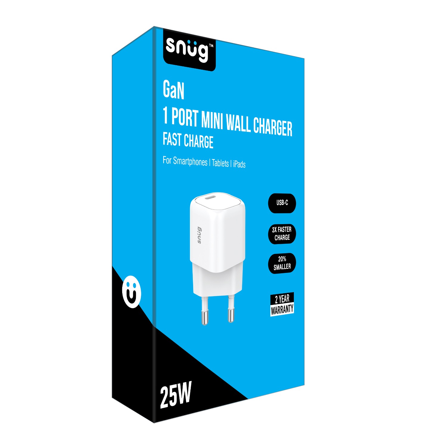 Snüg Mini 25W Single Type C Port PD and GaN Ultra Fast Charging Wall Charger (White) - Image 5