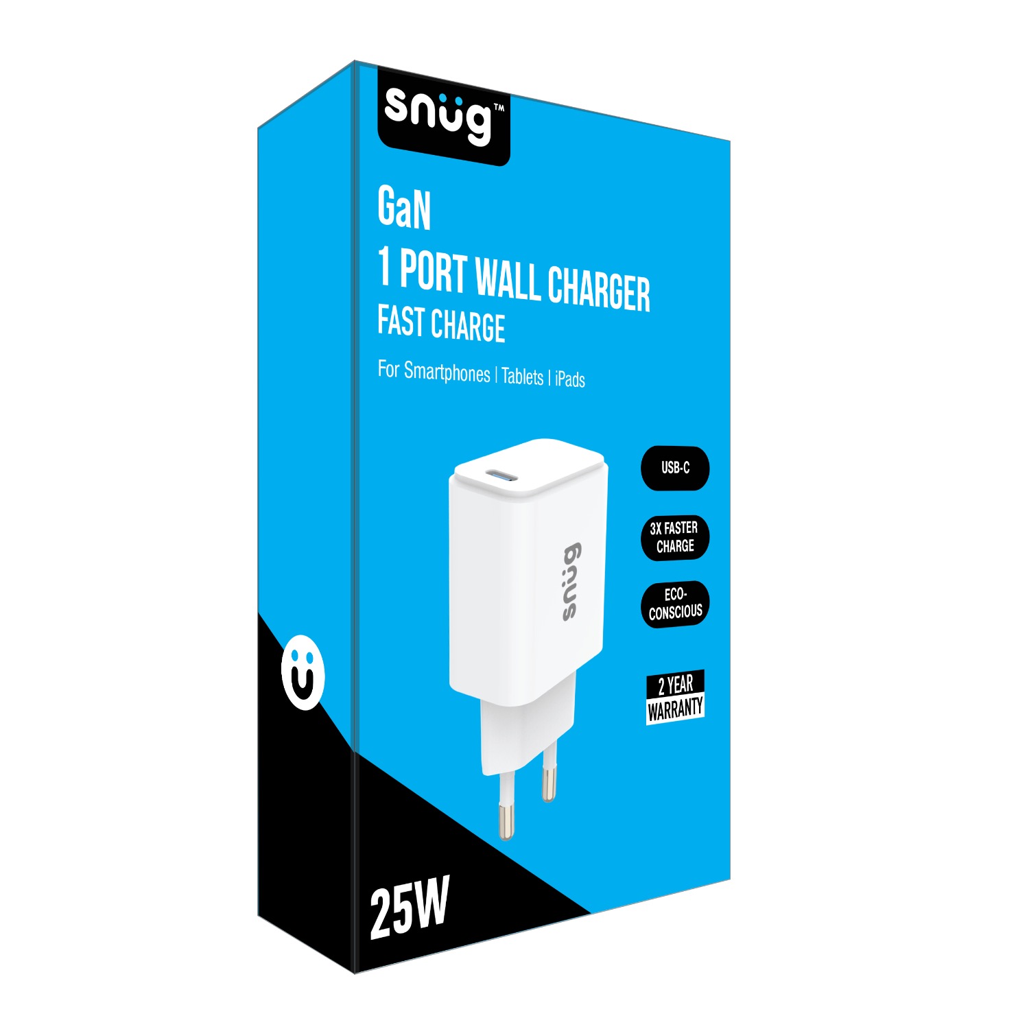 Snüg Mini 25W Single Type C Port PD and GaN Ultra Fast Charging Wall Charger (White) - Image 5