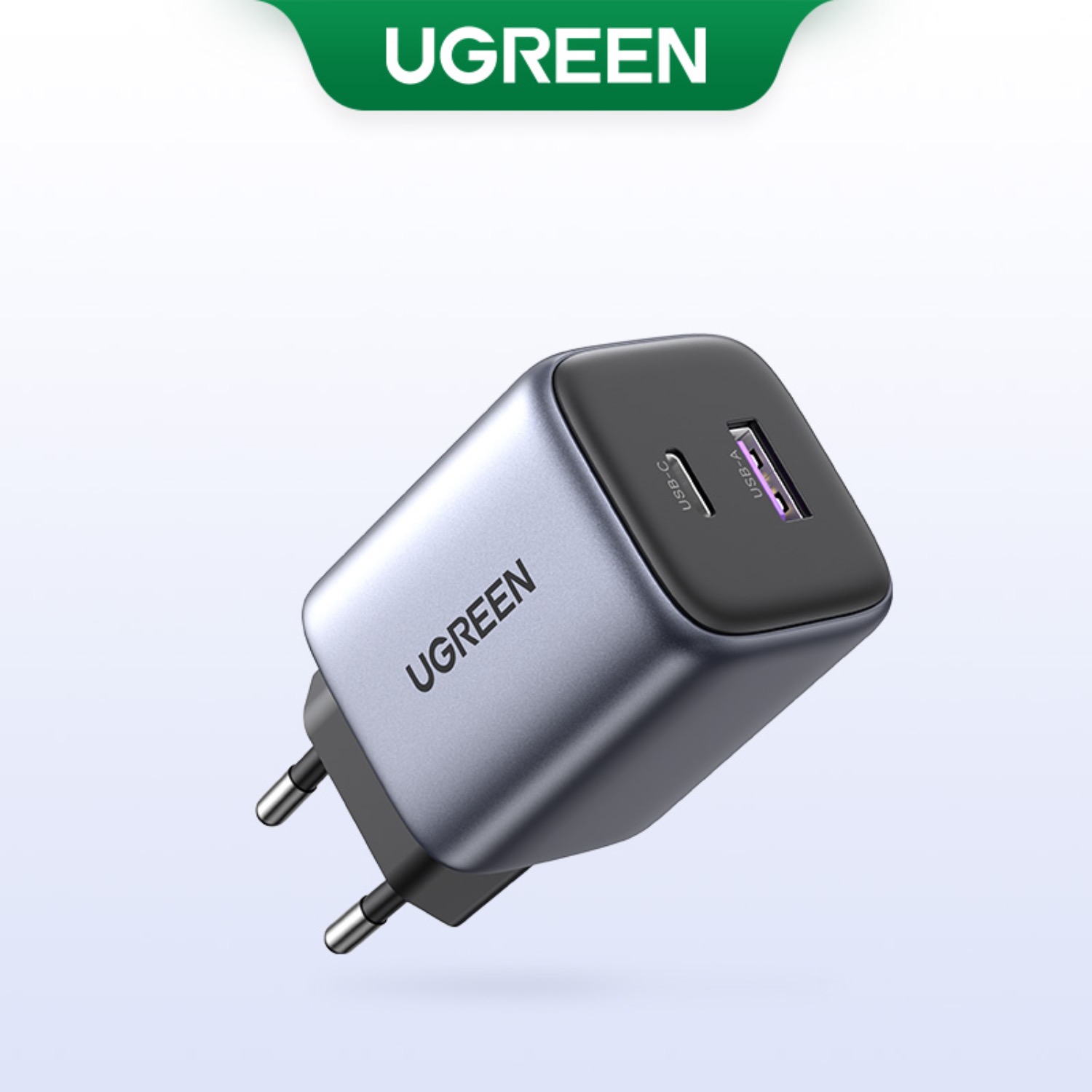 UGREEN Nexode 30W Dual Port (1 USB and 1 Type C) PD and GaN Ultra Fast Charging Wall Charger (Grey and Black) - Image 3