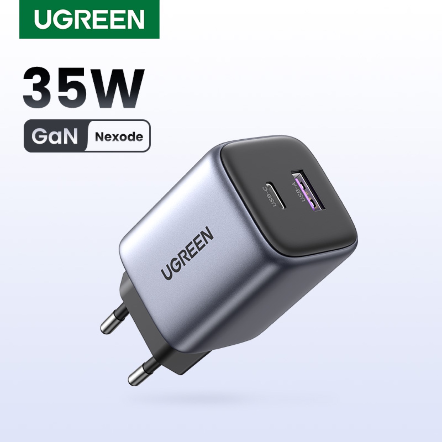 UGREEN Nexode 30W Dual Port (1 USB and 1 Type C) PD and GaN Ultra Fast Charging Wall Charger (Grey and Black) - Image 4
