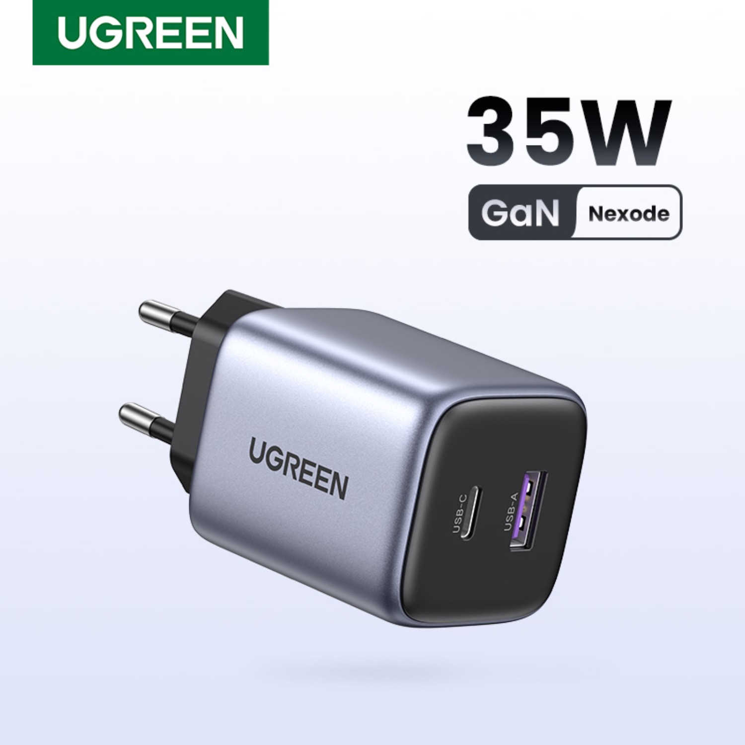 UGREEN Nexode 30W Dual Port (1 USB and 1 Type C) PD and GaN Ultra Fast Charging Wall Charger (Grey and Black) - Image 5