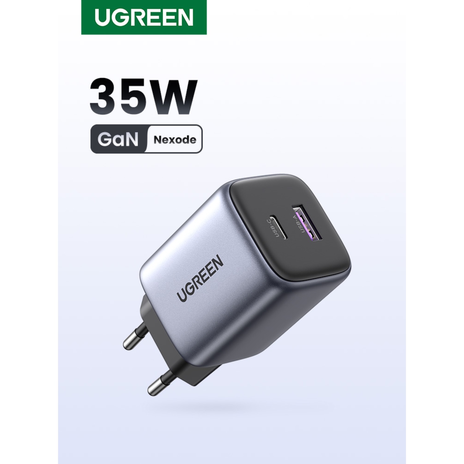 UGREEN Nexode 30W Dual Port (1 USB and 1 Type C) PD and GaN Ultra Fast Charging Wall Charger (Grey and Black) - Image 6