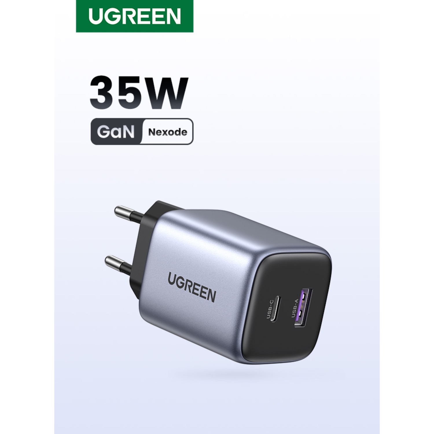 UGREEN Nexode 30W Dual Port (1 USB and 1 Type C) PD and GaN Ultra Fast Charging Wall Charger (Grey and Black) - Image 9