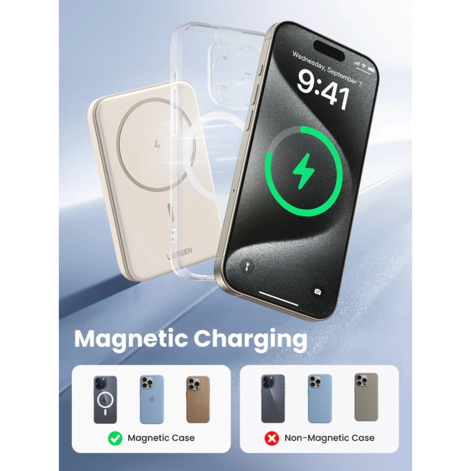 UGREEN 5 000mAh Single Type C Port Magnetic Wireless Powerbank (White) - Image 5
