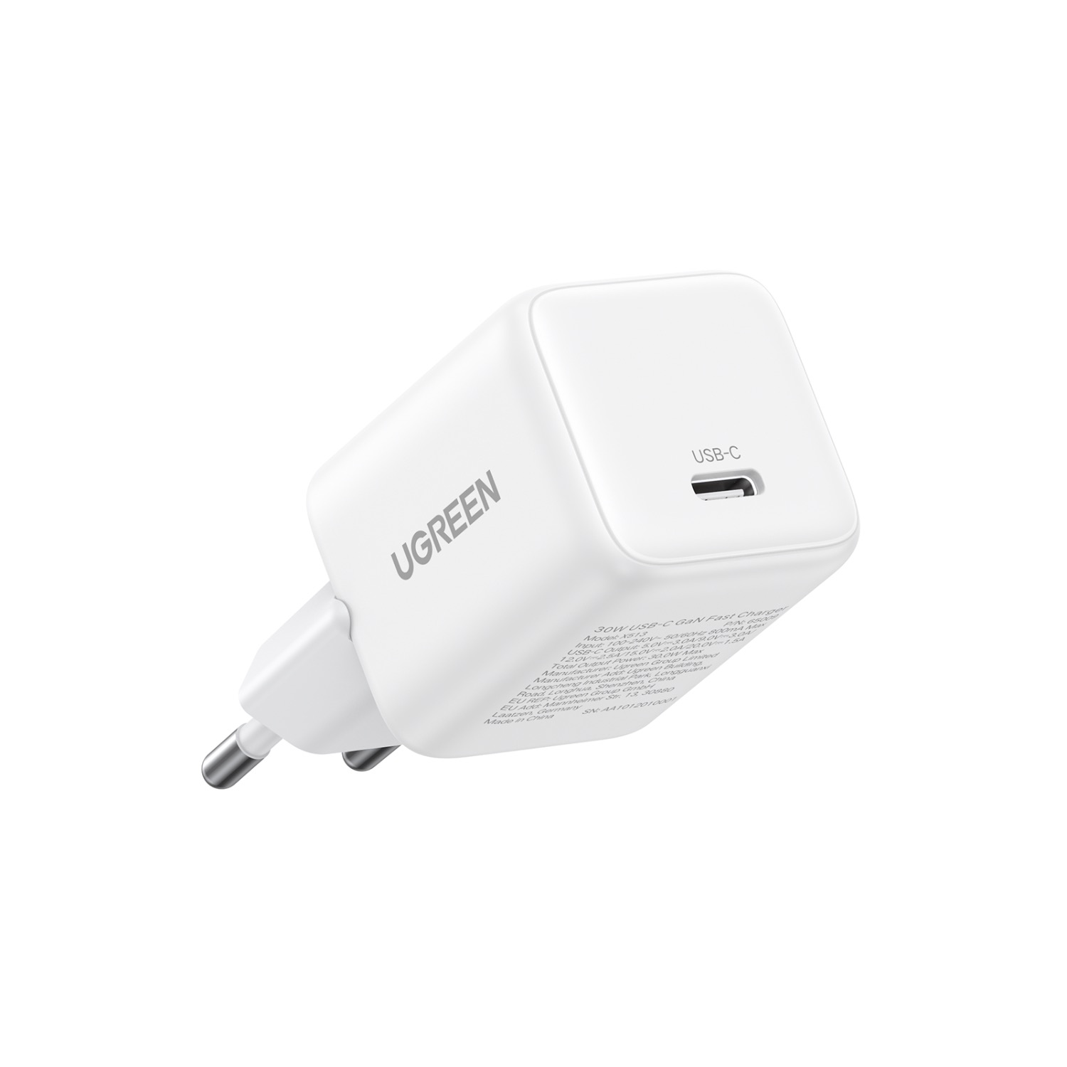 UGREEN 30W Single Type C Port PD, QC and GaN Ultra Fast Charging Wall Charger (White) - Image 2