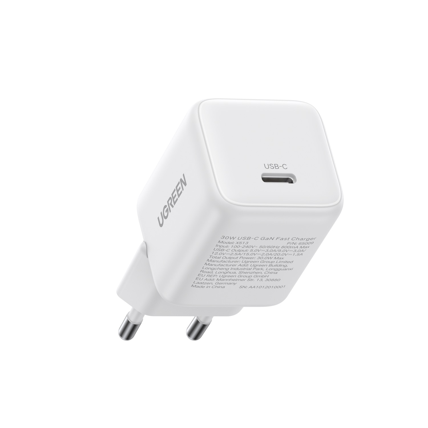 UGREEN 30W Single Type C Port PD, QC and GaN Ultra Fast Charging Wall Charger (White) - Image 3