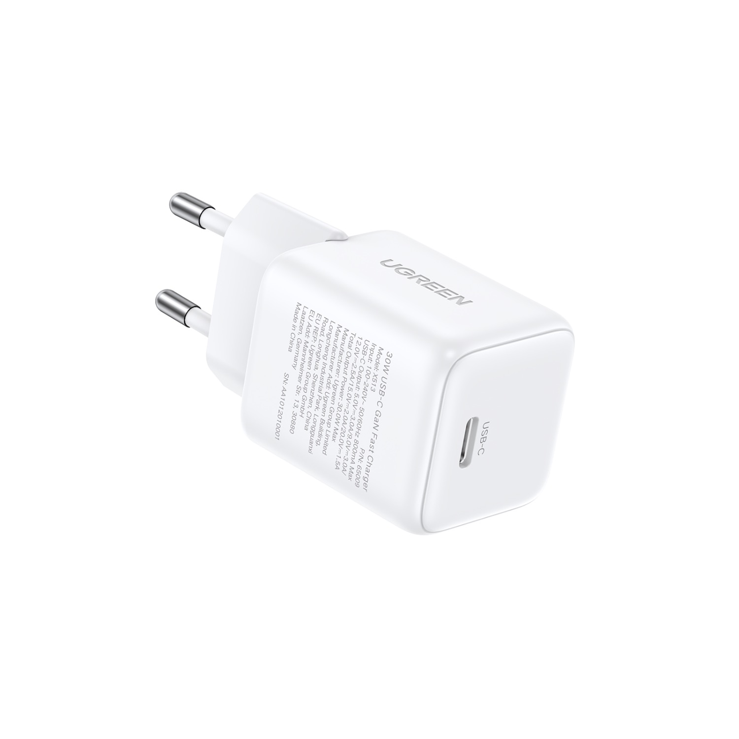 UGREEN 30W Single Type C Port PD, QC and GaN Ultra Fast Charging Wall Charger (White) - Image 4